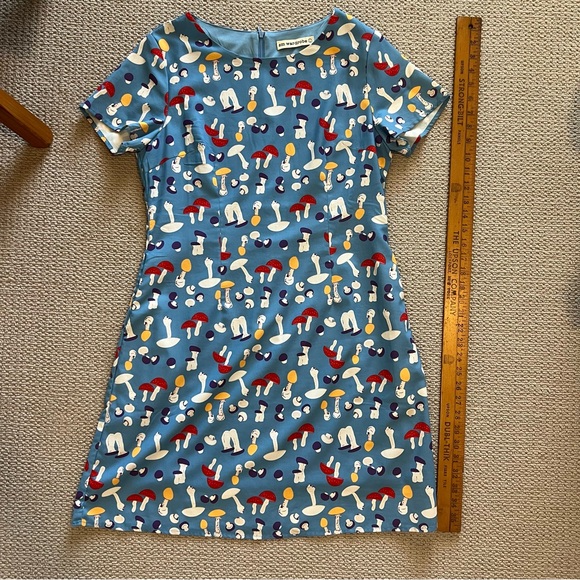 Sm wardrobe Blue Mushroom Print Midi Dress Size Large - Picture 5 of 9